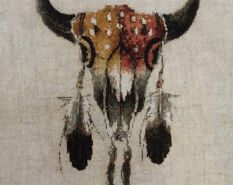 Native American Buffalo skull cross stitch-PATTERN ONLY