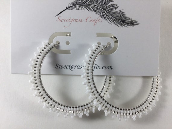 Summer white hoop earrings online