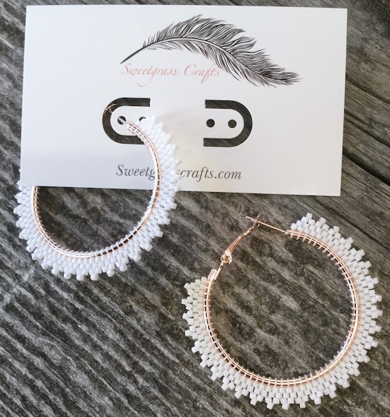 Summer white hoop earrings deals