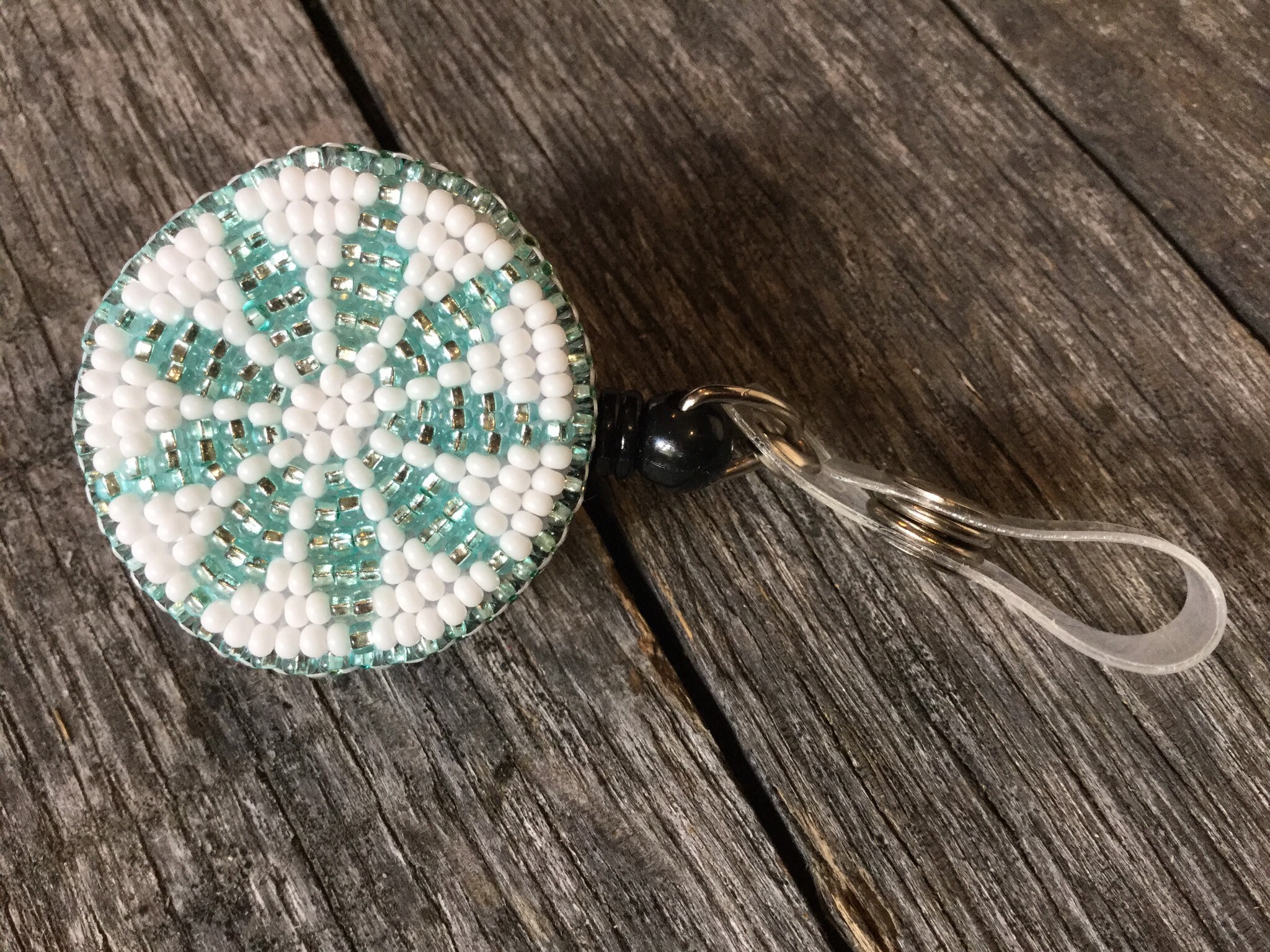 Sparkly ladies beaded badge reel Native American beaded badge Etsy