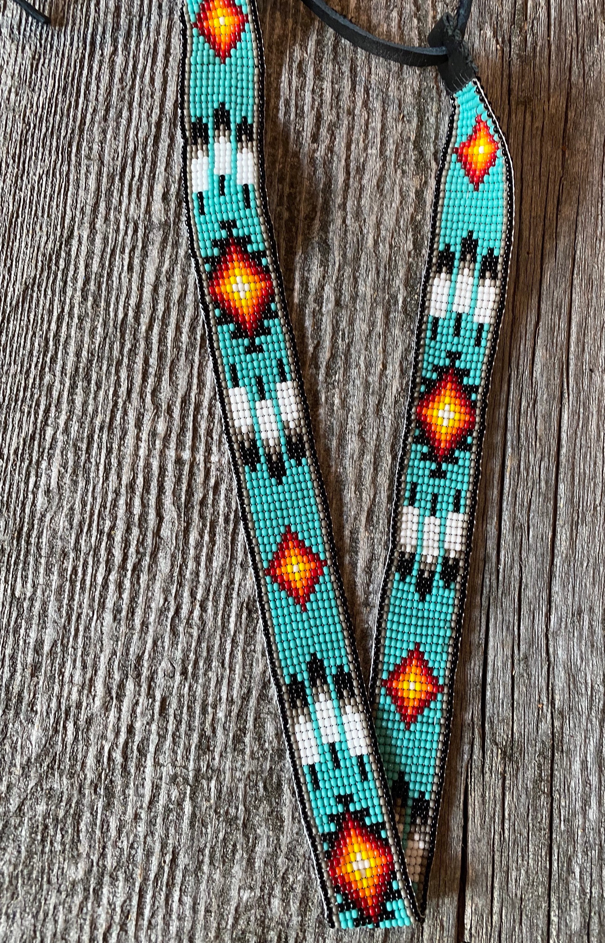 Beaded Turquoise Cowboy Hat Band, Native American Beaded  display picture 1