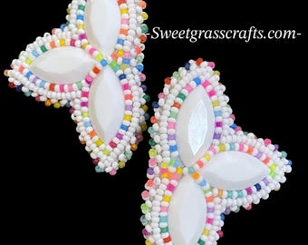Frosted Neon Beaded Earrings: Large White Festival Jewelry