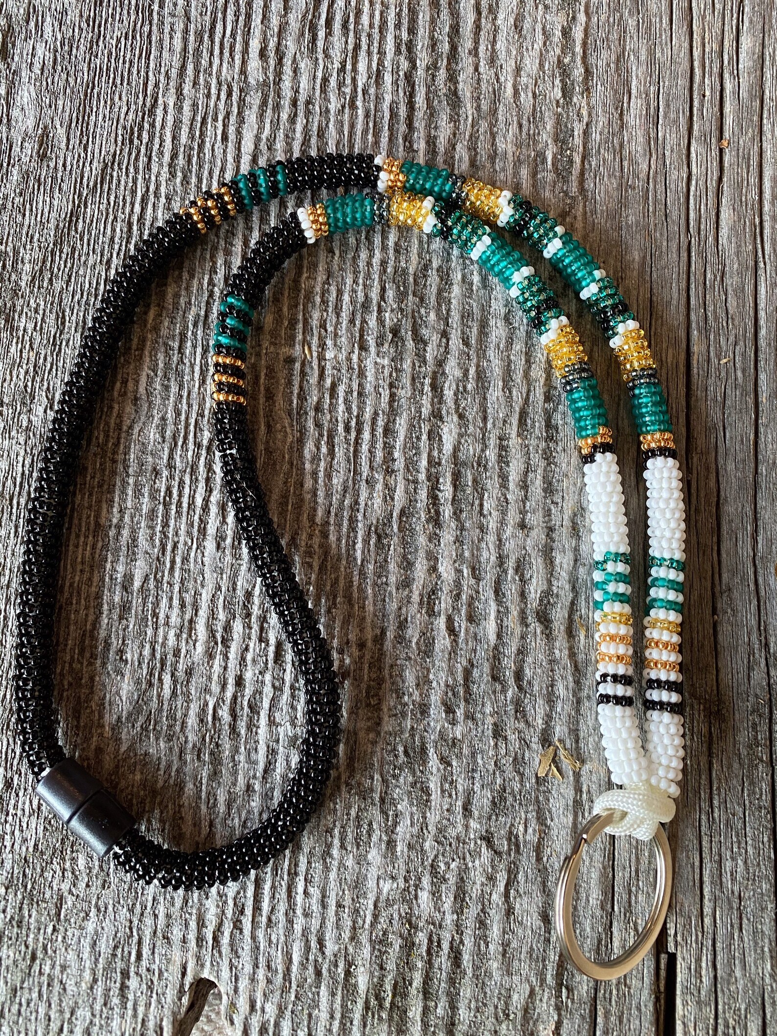 Teal Lanyard Short Breakaway Lanyard Beaded Lanyard Teal & Etsy