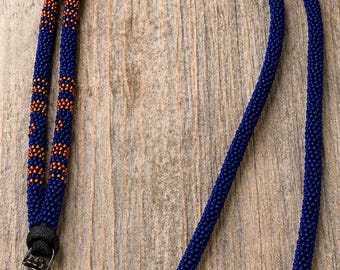 Beaded copper & navy breakaway safety lanyard
