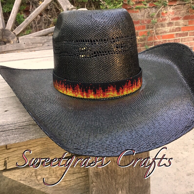 Flame Beaded Hat Band Beaded Hat Western Hat Band Cowboy Etsy