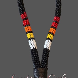 Beaded key chain, 6” fire wristlet beaded keychain, Beaded black wristlet, beaded key fob, wristlet