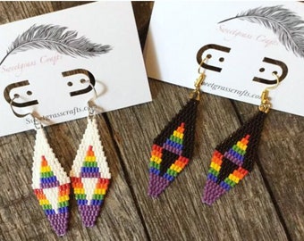 Pride Earrings, Gay Pride Earrings, Pride Diamond Shaped Earrings, LGTBQ+, Rainbow Earrings, two spirit earrings