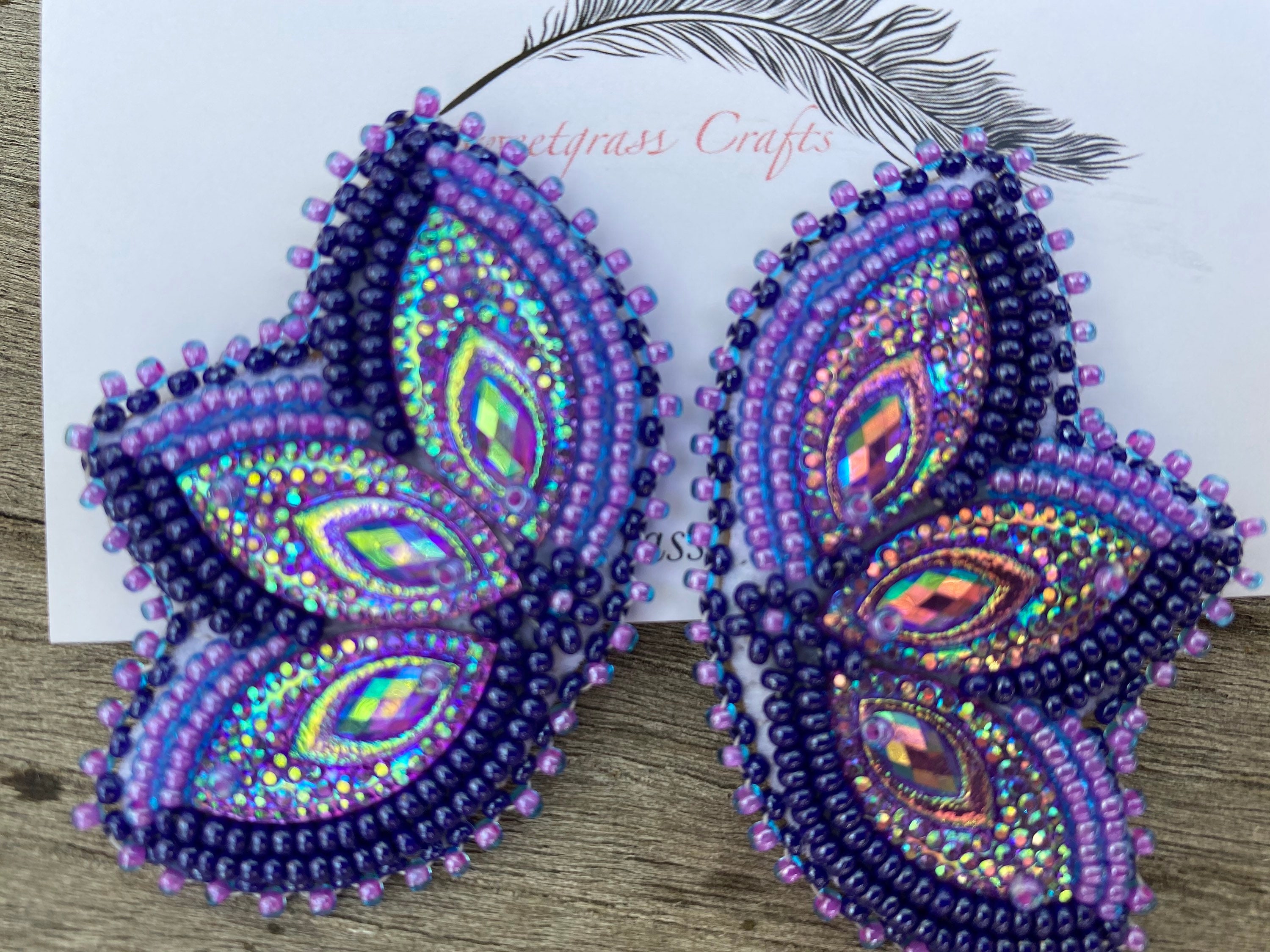 Details about   Silver Iris Purple Teal Native American Inspired Bead Earrings HANDMADE! 