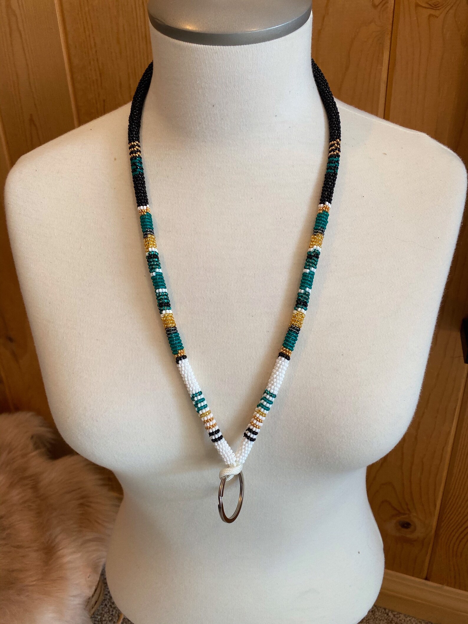 Teal Lanyard Short Breakaway Lanyard Beaded Lanyard Teal & Etsy