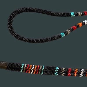 Black with multiple colour beaded safety breakaway lanyard