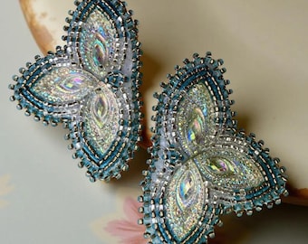 Crystal & Blue Mardi Gras Earrings