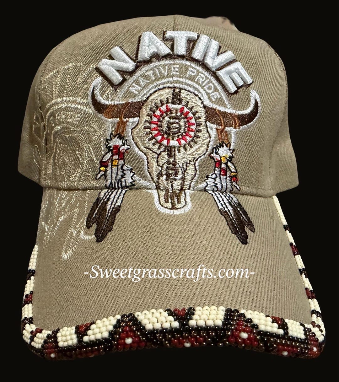 Native Ball Caps Beaded Native Pride Baseball Cap, Native American Beaded Trucker Hat ...