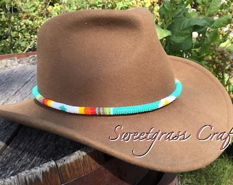 Bande pour chapeau rond turquoise, bande pour chapeau fedora, bande pour chapeau western, bande pour chapeau de cow-boy, bande pour chapeau en perles pour femmes, mode western, bande pour chapeau rond