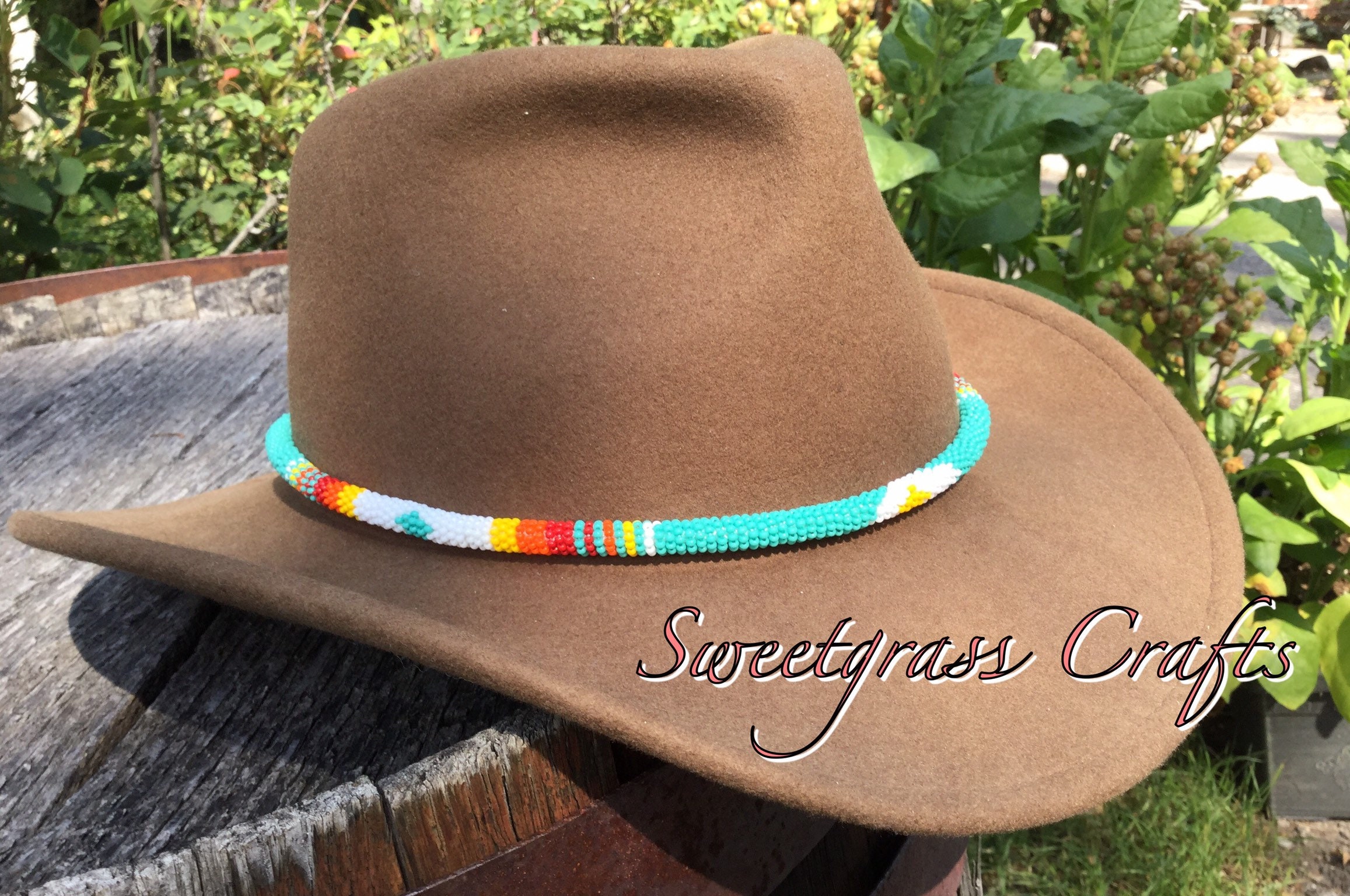 Navajo Style Beaded Hatband, Buffalo Wide Hat Band, Hat Accessories