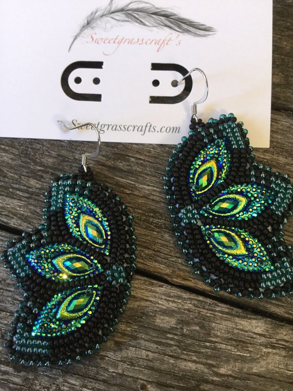 Teal outlet beaded earrings