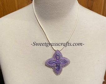 First Nations beaded red & gold necklace, beaded star necklace,