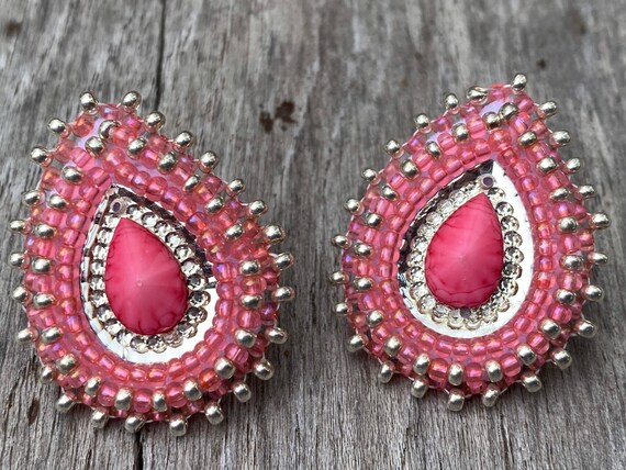 Pink cheap beaded earrings
