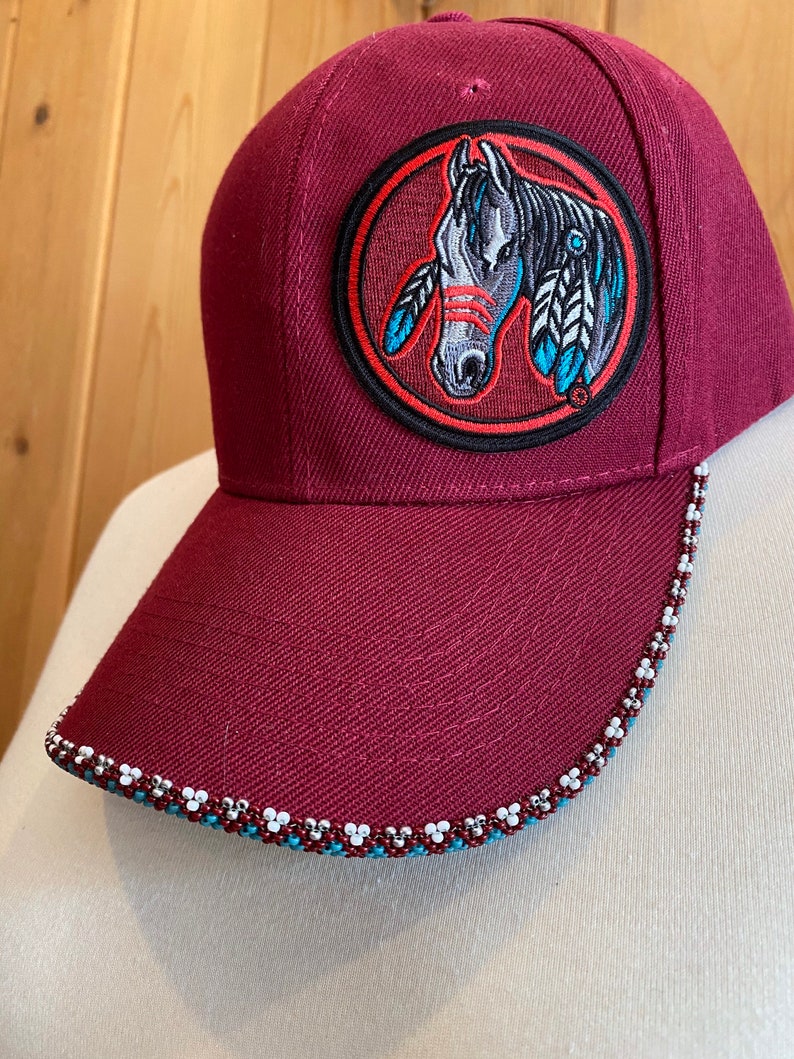 Beaded baseball hat beaded cap beaded ball cap burgundy Etsy