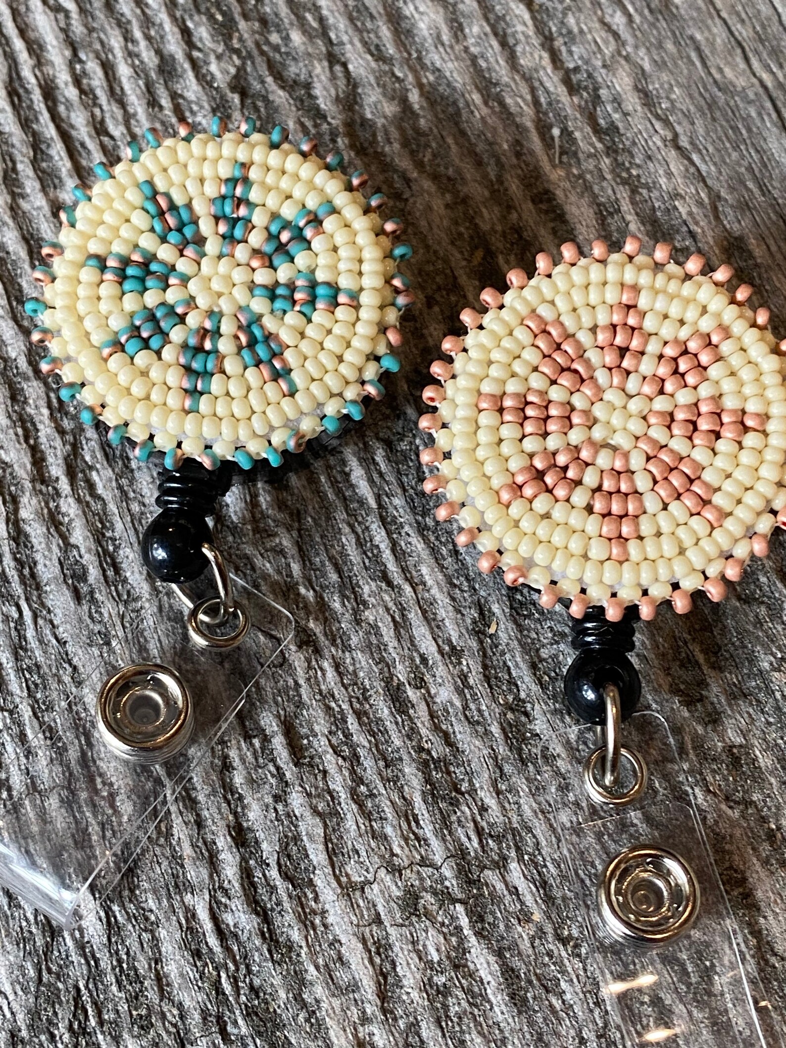 Turquoise & Copper Beaded Badge Reel Native American Beaded Etsy