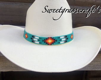 Turquoise Straw Cowboy Hat with Beaded Band Western Cowgirl NWT Milani western style cowgirl woven straw hat with turquoise  main image 3