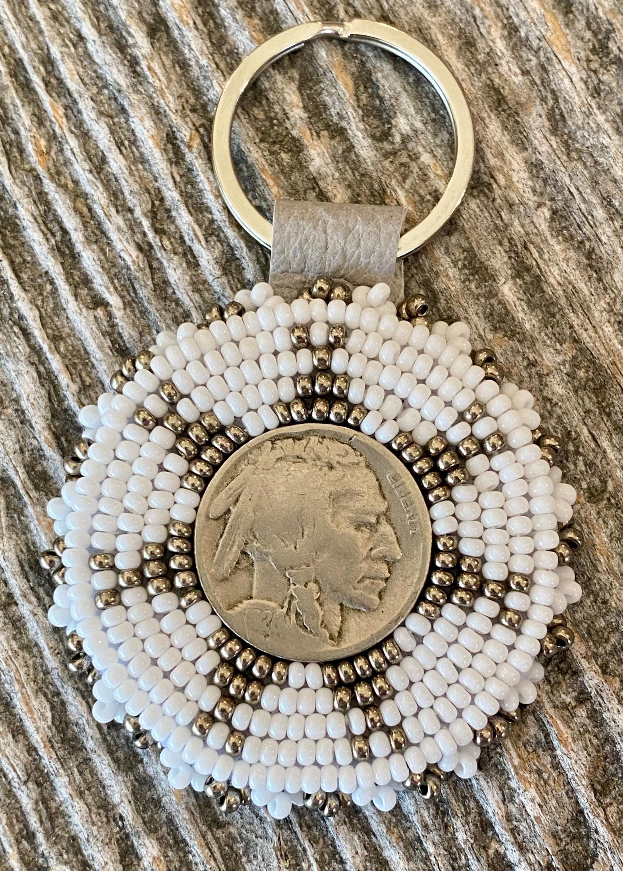 Native Key Chain Beaded Native Keychain, Beaded Native Key Chain, Buffalo Nickel ...