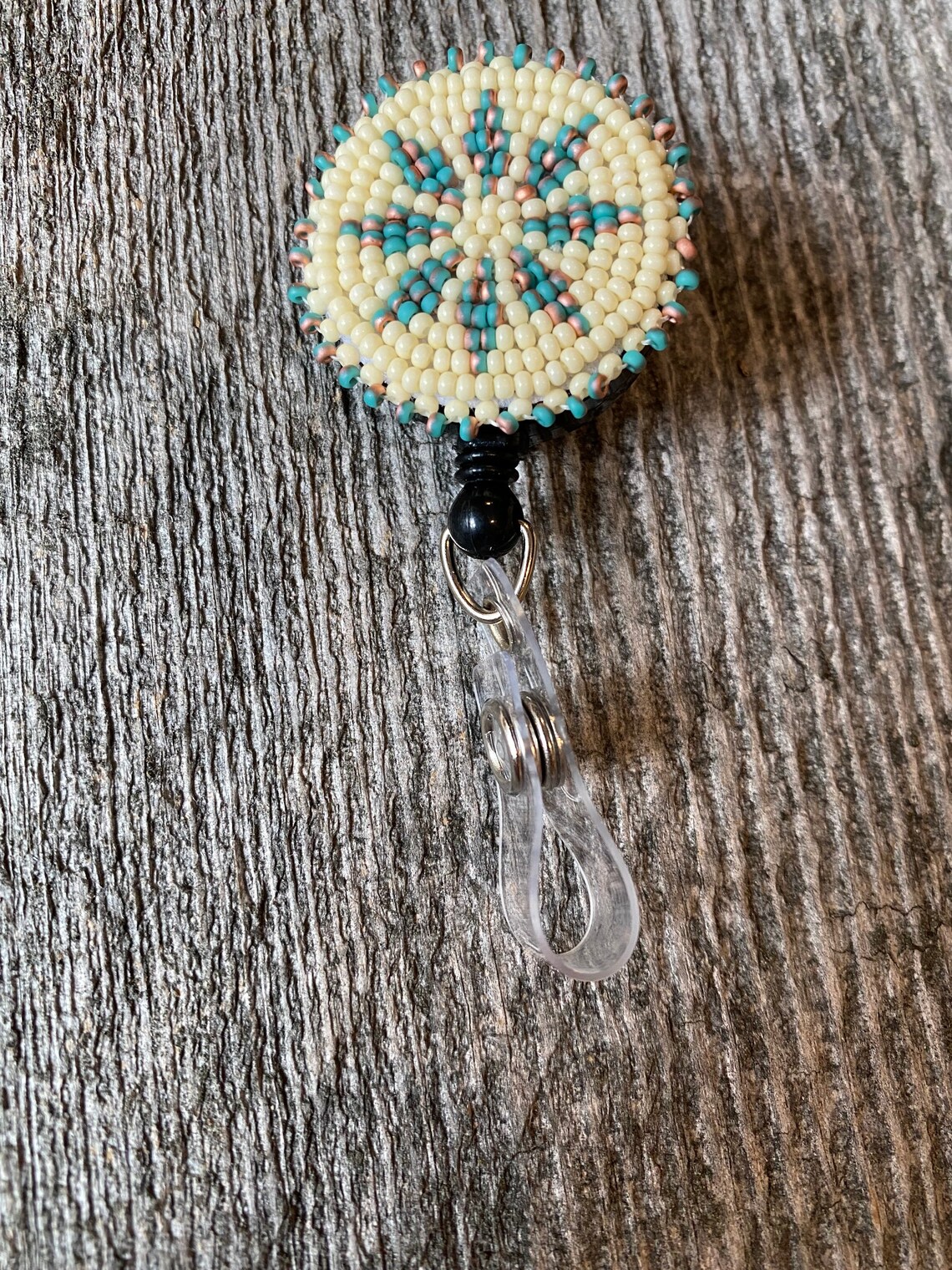 Turquoise & Copper Beaded Badge Reel Native American Beaded Etsy