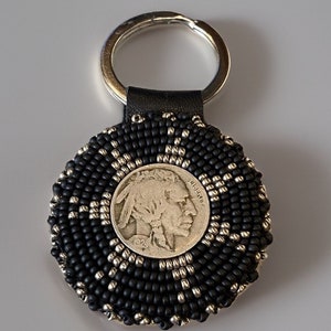 Native Key Chain Beaded Native Keychain, Beaded Native Key Chain, Buffalo Nickel ...