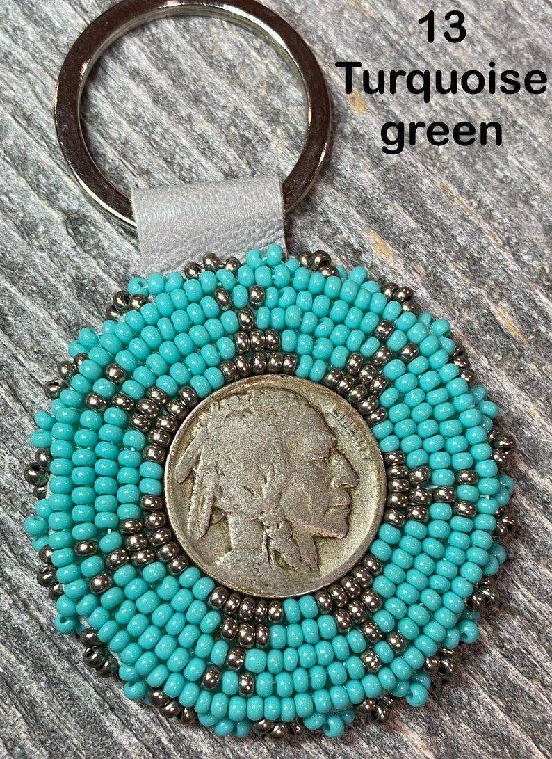 Native Key Chain Beaded Native Keychain, Beaded Native Key Chain, Buffalo Nickel ...
