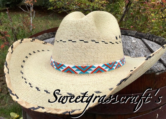 Turquoise Beaded Cowboy Hat Band, Western Hat Band, Western  display picture 2