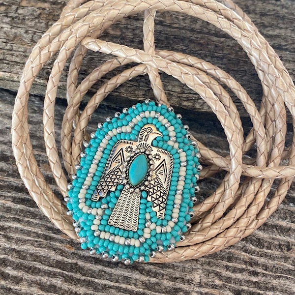 Beaded Thunderbird Bolo Tie, Western Bolo Tie