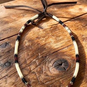 Brown, cream & gold round beaded western vintage style hat band