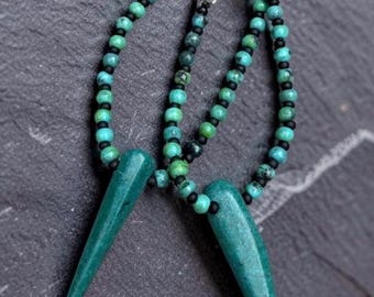 Turquoise spike loop earrings, dagger earrings