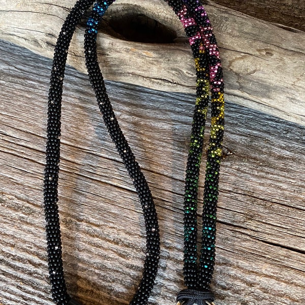 Aurora Safety Lanyard, 17 or 21” or Breakaway Lanyard, northern lights Lanyard, Native American Beaded Lanyard, aurora keychain