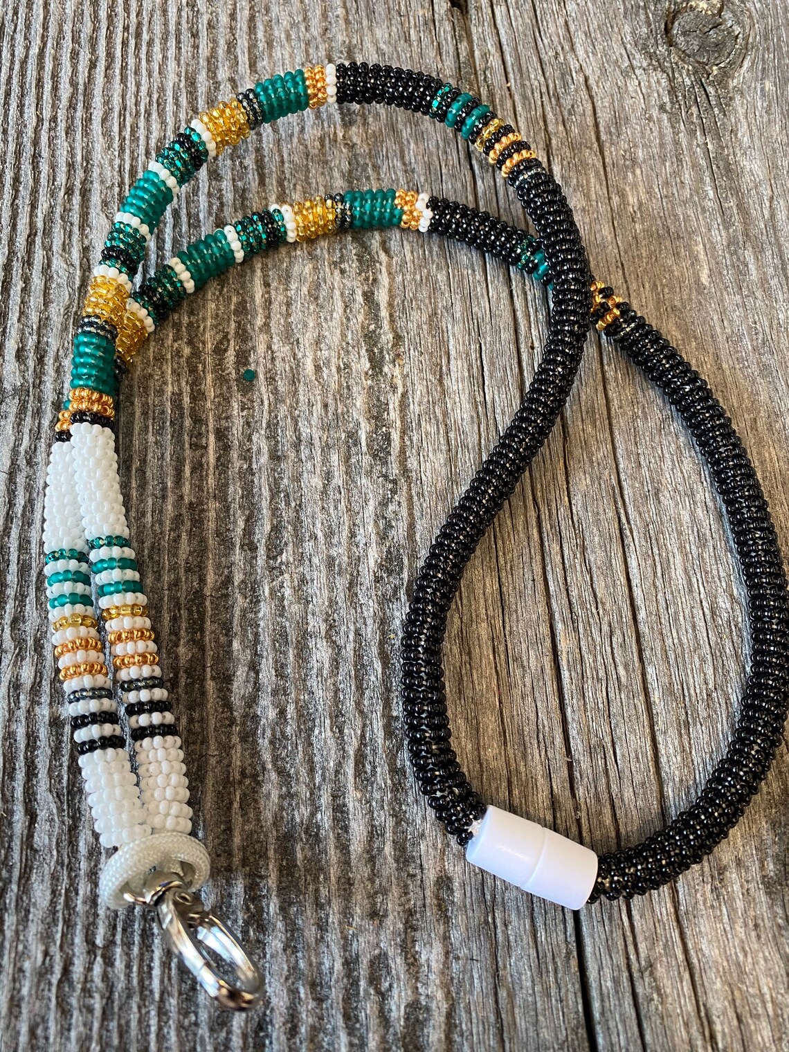 Teal Lanyard short Breakaway Lanyard Beaded Lanyard Teal & Etsy
