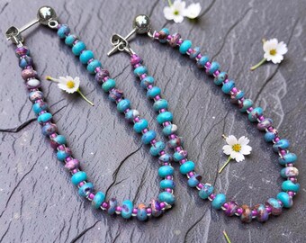 Imperial Jasper purple & blue drop loop earrings