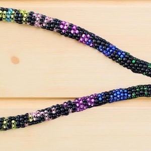 Beaded Aurora key chain, 6” wristlet beaded keychain, Beaded wristlet, beaded key fob, Native Beadwork,  Northern lights wristlet