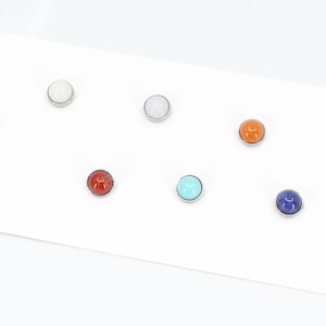 Dome earrings  pale earrings hypoallergenic screw back ball  dome cartilage earrings quartz half round earrings