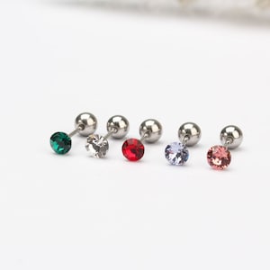 Petites boucles d'oreilles boule de 4 mm mini boucles d'oreilles piercing hélix de cartilage 20 g boucles d'oreilles boule vissées boucles d'oreilles cubiques couleur