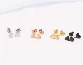 Tiny heart stud earrings silver gold heart studs earring mini hearts earrings  dainty earrings minimalist earrings gold heart love earrings
