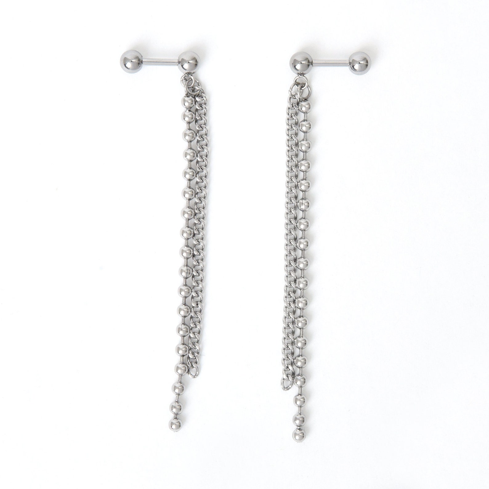 Chain Link Earrings Chain Studs Dangle Earrings Silver Etsy