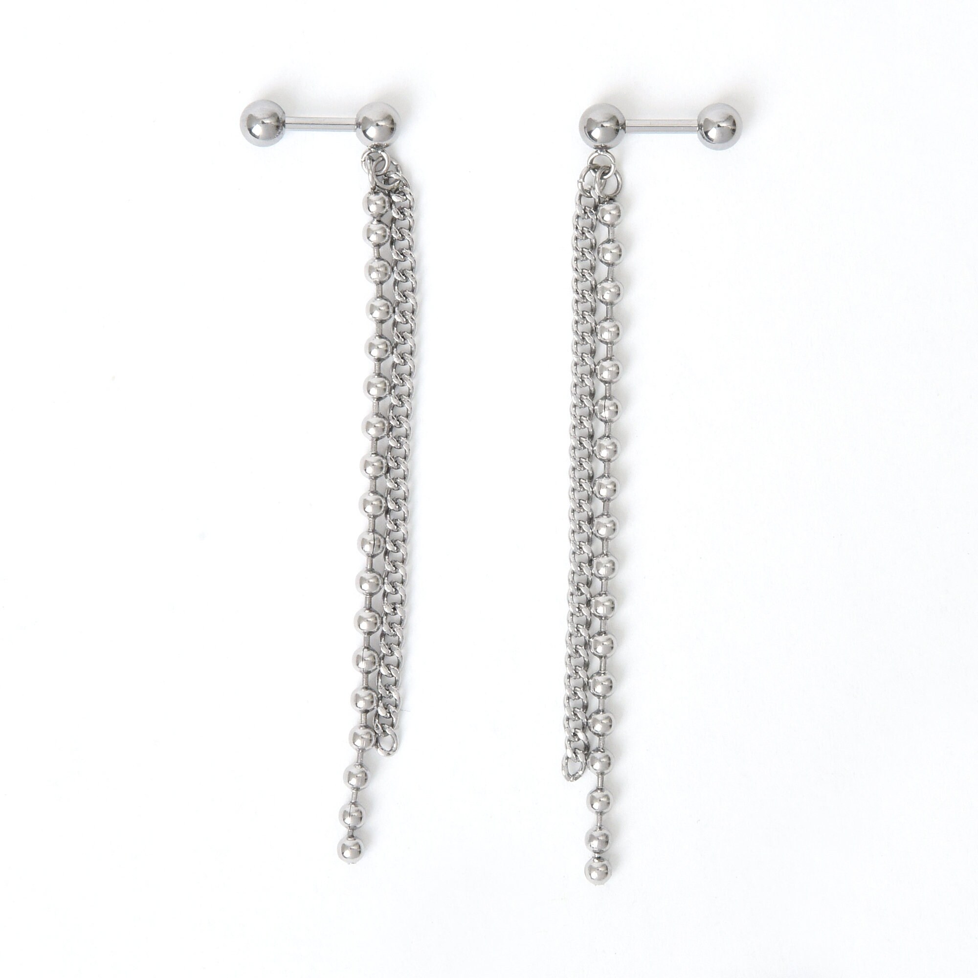 Chain Link Earrings Chain Studs Dangle Earrings Silver Etsy