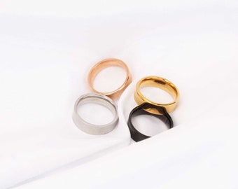 Custom engrave band ring  6mm men's or women's simple band  gold black band ring dainty name ring custom delicate name ring