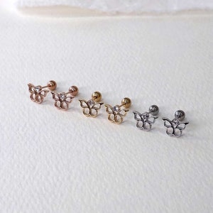Butterfly earrings 20g minimalist stud earrings cartilage earrings gold butterfly earrings rosegold butterflyearrings Spring earrings