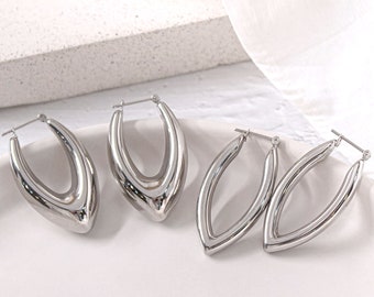 Silver V hoops, V Slim hoop earrings, Bold earrings, Bold hoop earrings, chunky earrings, thick hoop earrings, Christmas gift