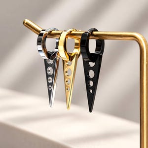 Spike-Ohrhänger, geometrische Dreieck-Creolen, Punk-Ohrhänger mit Dolch-Motiv, minimalistischer Punk-Ohrring mit Spikes