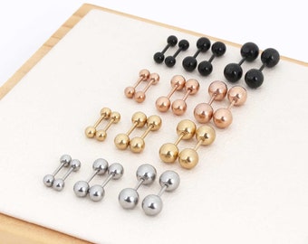 Kolczyki z kulkami 3 mm 4 mm 5 mm 20G minimalistyczne kolczyki ze stali chirurgicznej kolczyki do piercingu malutkie kolczyki z kulkami malutkie kolczyki z kulkami ze złota