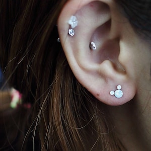 Mickey mouse stud earrings   tiny opal cz piercing earring   screw back earrings   mickey helix earrings   mickey earrings   hypoallergenic