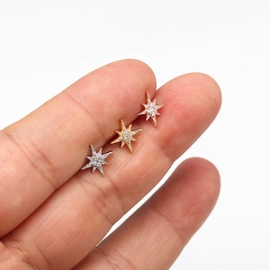 16g north star earrings  star earrings  star studs  starburst earrings  galactic star earring celestial earring,gold star earring