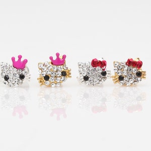 Cat single earring hello kitty cat earring cute cat 16g cartilage surgical steel screw back ball  cat lover gift single cute earring kawaii