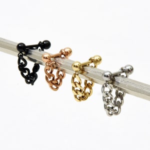 Chain earring dangle earring front to back earring minimalist earring chain link earring drop earring korean earring 16g single